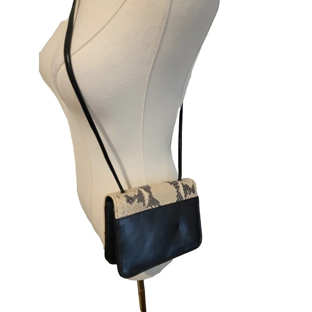 Donald J. Pliner Leather Snakeskin Print Cross Body Bag